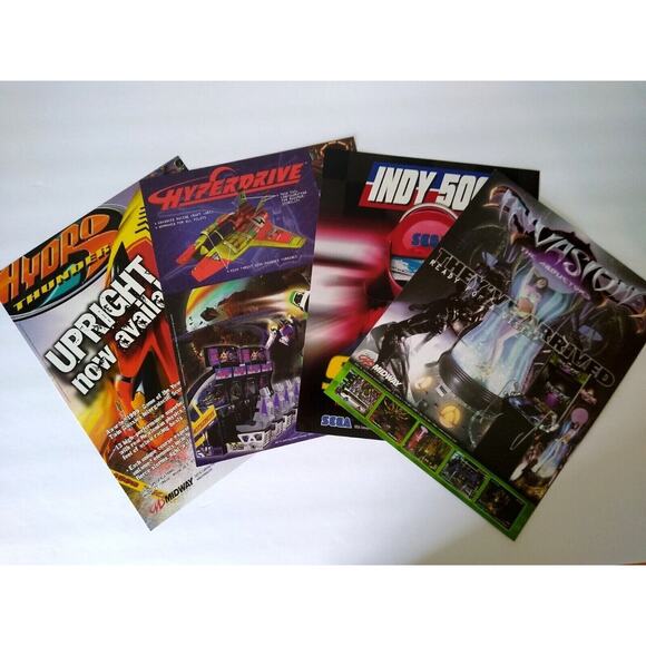 Arcade Game Flyers Invasion The Abductors Indy 500 Hyperdrive Hydro Thunder (4) - Picture 1 of 2
